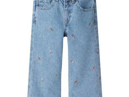 Name It Light Blue Denim Rose Wide Jeans Fashion