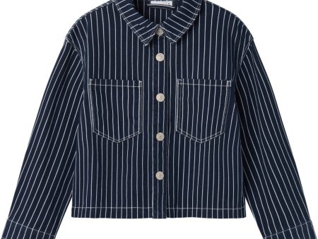 Name It Navy Blazer Zoe Twill Oversize Stripe Shirt on Sale