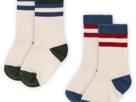 Konges Sløjd Multi Stribe 2 Pack Rib Socks Discount