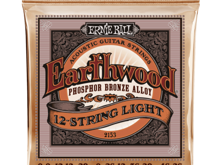 Ernie Ball 2153 Earthwood 12 String Phosphor Bronze Acoustic Guitar Strings Light For Discount