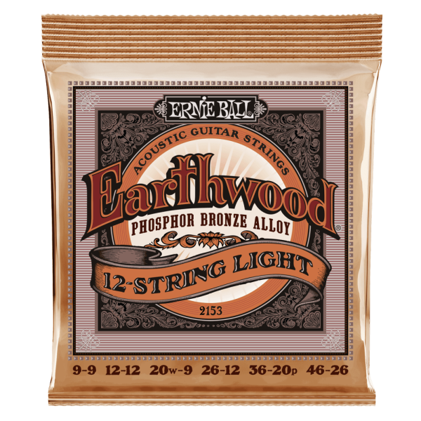 Ernie Ball 2153 Earthwood 12 String Phosphor Bronze Acoustic Guitar Strings Light For Discount