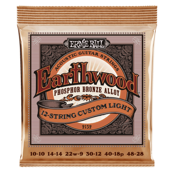 Ernie Ball 2152 Earthwood 12 String Phosphor Bronze Acoustic Guitar Strings Custom Light Sale