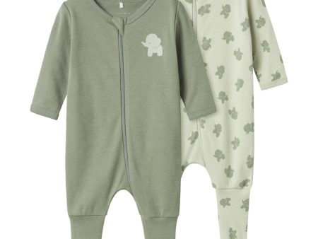 Name It Sea Foam Nightsuit 2-pack Zip Sea Elephant Noos Discount