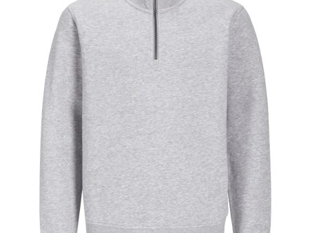 Jack & Jones Junior Light Grey Melange Bradley Sweatshirt Half Zip Noos Fashion