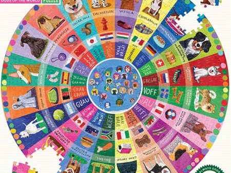 Eeboo Round Puzzle 100 Pieces - Dogs Of The World on Sale