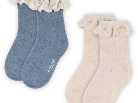 Konges Sløjd Blue Mix 2 Pack Pointelle Socks Hot on Sale