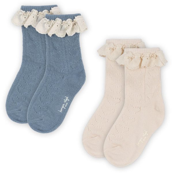 Konges Sløjd Blue Mix 2 Pack Pointelle Socks Hot on Sale