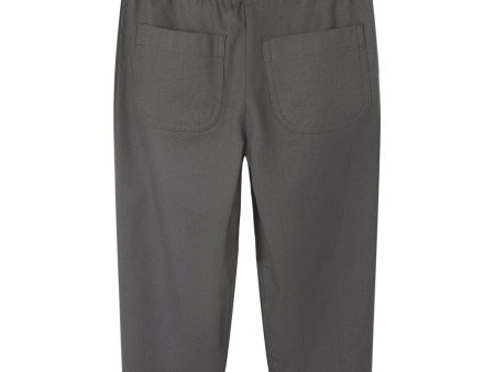 Lil Atelier Pewter Ben Loose Twill Thady Pants For Discount