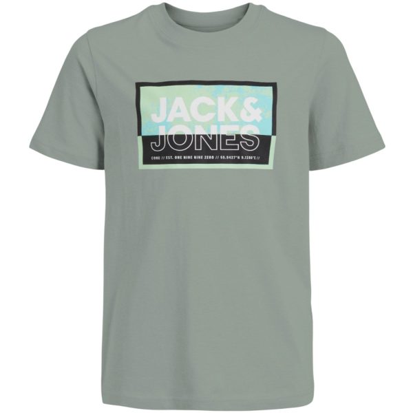 Jack & Jones Junior Aqua Gray Cologan T-Shirt Crew Neck Supply