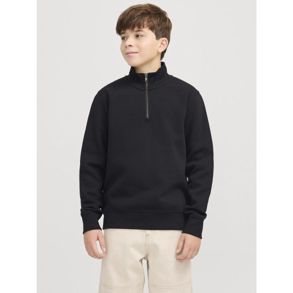 Jack & Jones Junior Black Bradley Sweatshirt Half Zip Noos For Cheap