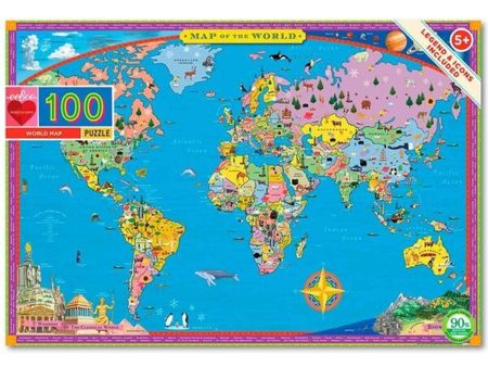 Eeboo Puzzle 100 Pieces - World Map Discount