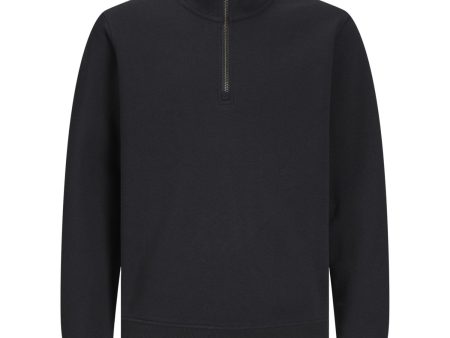 Jack & Jones Junior Black Bradley Sweatshirt Half Zip Noos For Cheap